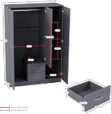 Vida Designs Riano 3 Door Mirrored Wardrobe Grey 170H x 115.4W x 53D cm view 4