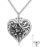 LEECCI Hummingbird/Butterfly/Moonstone/Turquoise/Moss Agate Urn Necklace for Ashes 925 Sterling Silver Keepsake Heart Shaped Cremation Pendant Memorial Jewelry Gifts for Women Men