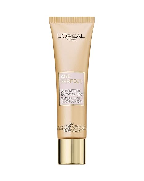 L'Oréal Paris Age Perfect Getönte Tagescreme, Mittel bis Dunkel 02, feuchtigkeitsspendend Tagescreme mit Hyaluron für trocken