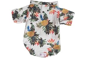 LHYZ PARK Hawaiian Shirt for Small Dogs & Cats - Lightweight Breathable Pet Tshirt with Vibrant Fade-Resistant Colors for Small Dog cat Daily Use (S, White Pineapple)
