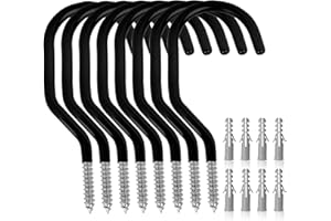 SWANLAKE GARDEN TOOLS SWANLAKE 8-Piece Heavy Duty Garage Bike Hooks, 6-inch Bike Hooks for Garage Organization, Wall & Ceiling Mount Screw in Hanging Hook, Max Unit Load 100LBS Rustproof Utility Hook Bikes Hanger