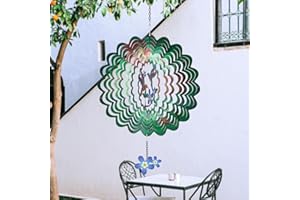 BUARO8AGA Hummingbird Metal Wind Spinners - Hanging Wind Spinner 3D Kinetic Wind Sculptures & Spinners for Yard and Garden Decor Hummingbird Gifts Christmas Decorations 12" Large