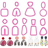 18 Pcs Clay Earrings Cutters, Polymer Clay Cutters, DIY Earring Clay Cutting Mold, Basic Floral Organic Shape Cutting Tools for Polymer Earth Jewelry Making, 3D Printer Tools (Pink)