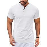 COOFANDY Mens Henley Shirts Short Sleeve Casual Button Down Shirts Lightweight Summer Basic Tee