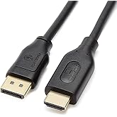 Amazon Basics DisplayPort to HDMI Display Cable, Uni-Directional, 4K@30Hz, 1920x1200, 1080p, Gold-Plated Video and Audio Plugs, 6 Foot, Black, 10-Pack
