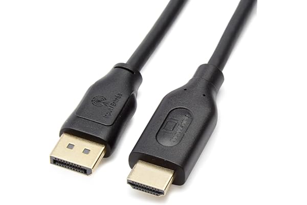 Amazon Basics DisplayPort to HDMI Cable, Uni-Directional, Gold-Plated, Video and Audio, 3 Foot, Black