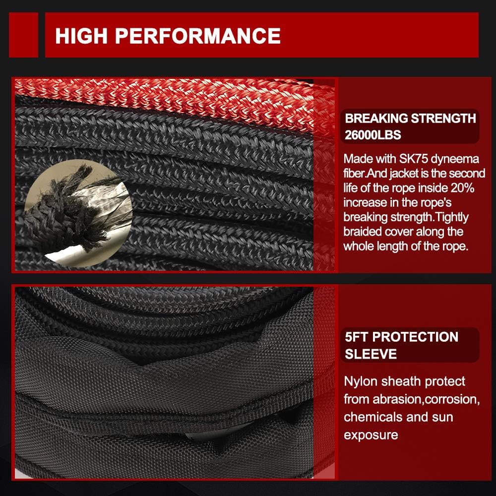 Winch Accessories 26000 Ibs Winch Cable Line with Winch Jacket Rope and