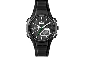 Lacoste LC33 Men's Analog-Digital Watch – TR90 Case, World Clock, Stopwatch, Alarm, Backlight, Textured Silicone Strap, Premium Fashion Timepiece - Gift for Him - 45mm