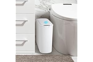 Cesun Automatic Motion Sensor Bathroom Trash Can with Lid, 2.6 Gallon Touchless Trash Bin, Smart Plastic Slim Garbage Can Sma