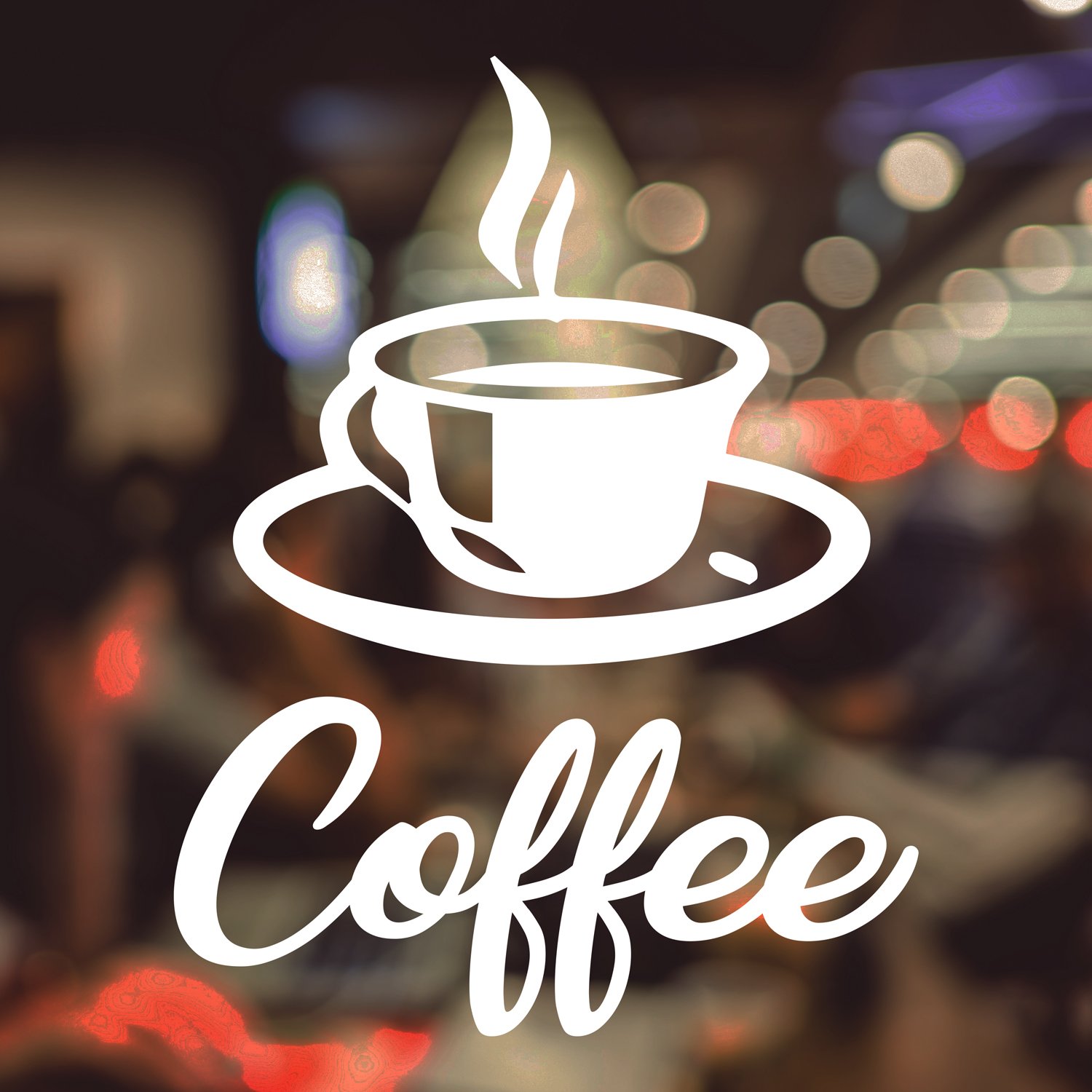 Coffee Cup Window Glass Sticker Takeaway Shop Sticker Window Lettering Wall Art Sign Takeaway Decor