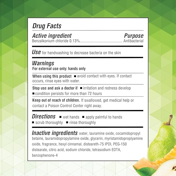 GERM-X ANTIBACTERIAL HAND SOAP, 12 OZ (PACK 4), MOISTURIZING LIQUID HAND WASH FOR KITCHEN OR BATHROOM, PH BALANCED & DERMATOLOGIST TESTED, CRISP PEAR & SUMMER MELON SCENT, PUMP BOTTLE