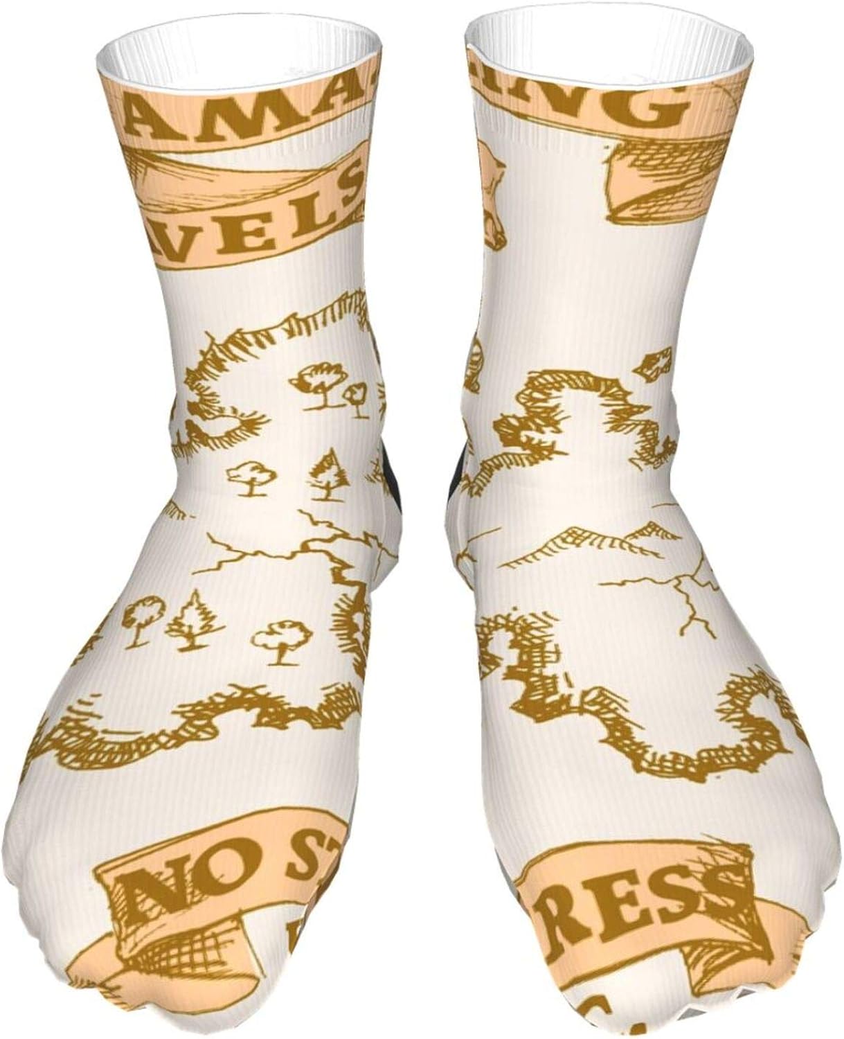 Short Socks Adult Crew Socks Vintage Travel Background Novelty Casual