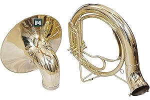 INDIAN MUSICAL INSTRUMENT 24" King Size Handmade Brass Sousaphone Big Bell Tuba with Mouthpiece and Gig Bag. (Gold)