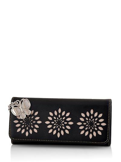 Butterflies Womens Wallet (Black) (BNS 2390BK)