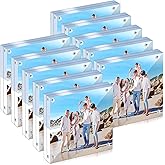 Jeffbaubl 12 Pcs Acrylic Picture Frames,Double Sided Magnetic Photo Frame,10+10MM Thick Clear Frameless Desktop Display for Bedroom Living Room Home Office Wedding,4 x 4 Acrylic Frame