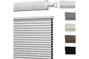HOTSOON No Drill No Tools Cellular Shades Top Down Bottom Up Blackout Blinds for Windows Cordless Honeycomb Window Shades Easy to Install for Home,Blackout-White,34" W x 48" H