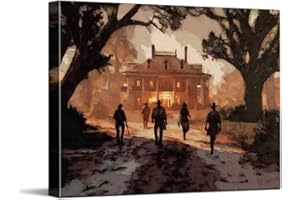 BSMMJJY Red dead redemption Wall Art, red dead redemption merch, Braithwaite Manor wall decor, Wrapped Framed Canvas Wall Art, gaming room decor for gamer gift, 12x16 inch