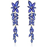 EVER FAITH Marquise Crystal Bridal Earring for Bride Bridesmaid, Elegant Rhinestone Chandelier Flower Wedding Prom Dangle Earrings for Women