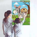 FEPITO Pin the Tail on the Donkey Party Game 24 Tails Kids Birthday Decor view 6