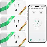 NOUS Wi-Fi Smart Plug 15A, Dual-Band 2.4GHz &amp; 5GHz, Energy Monitoring, Compatible with Alexa, Google Home, Tuya App, Remote Control, Timer, Compact Design, Smart Outlet, 3 Pack