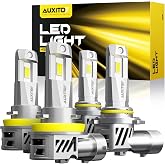 AUXITO H11 9005 LED Bulbs Combos, 100000LM 900% Super Bright, 60000+ Hours Life Service, 6500K Cool White, 1:1 Mini Size Wireless HB3 H8 H9 Halogen Replacement, Plug &amp; Play, Pack of 4