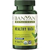 Banyan Botanicals Organic Healthy Vata &ndash;Grounding &amp; Stability Supplement&ndash;with Ashwagandha, Shatavari &amp; Mucuna&ndash;Natural Support for Restful Sleep, Dryness &amp; Scattered Thoughts-90 Tablets-USDA Organic