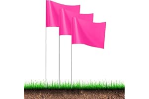 30Pack Pink Marking Flags, JIZHGRAD 15x4x5 Inch Marker Flags Use for Yard & Lawn, Boundary & Dog Training, Survey & Landscape, Sprinkler & Surveyor, Garden & Construction, High Visibility, Sturdy, Versatile, UV & Weather Resistant