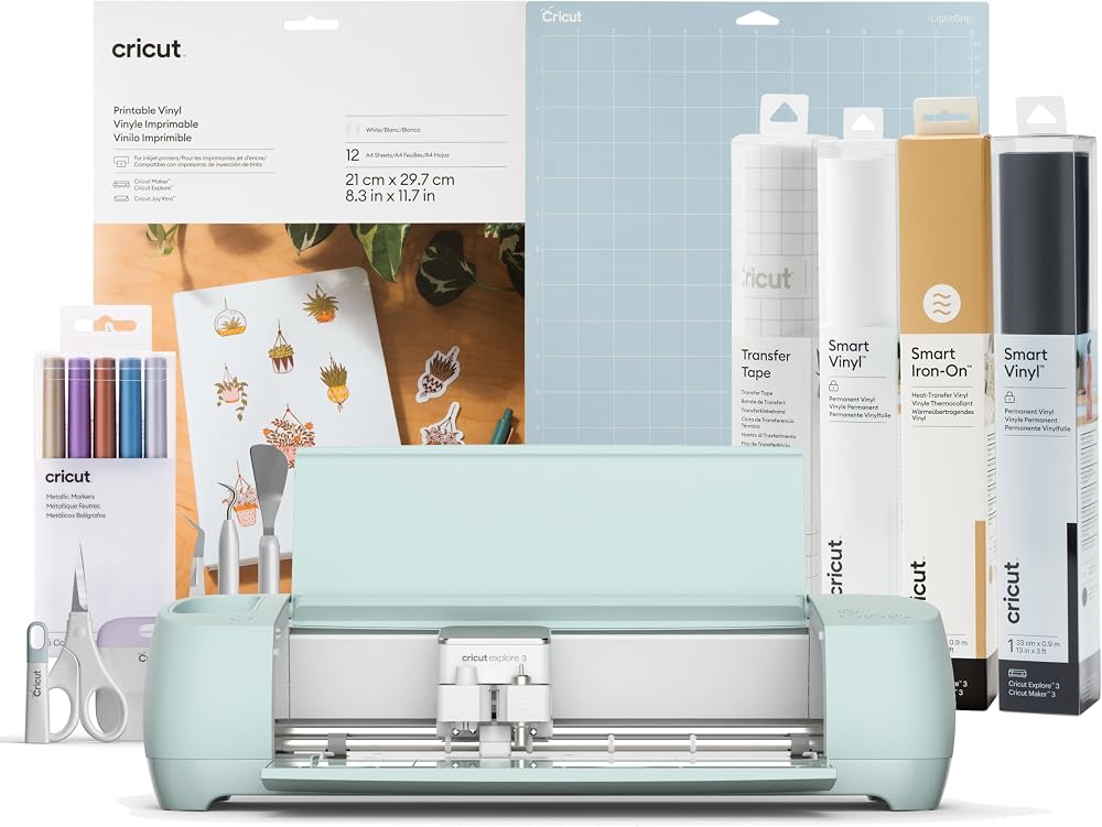 Cricut Explore 3 Starter Bundle 2024 Smart Materials Vinyl IronOn Kit