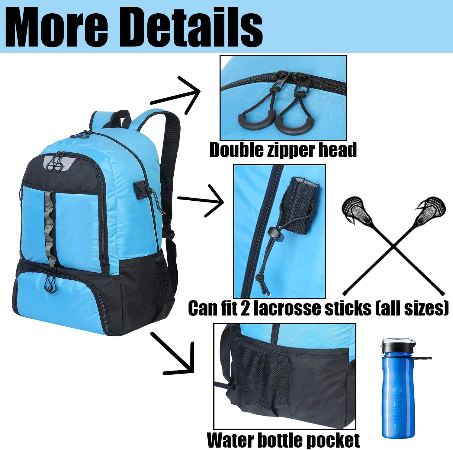 SOWLAND Lacrosse Backpack Hockey Bags - Field Hockey Equipment with Two Stick Holders for Outdoor Sports Blue : Sports & Outdoors