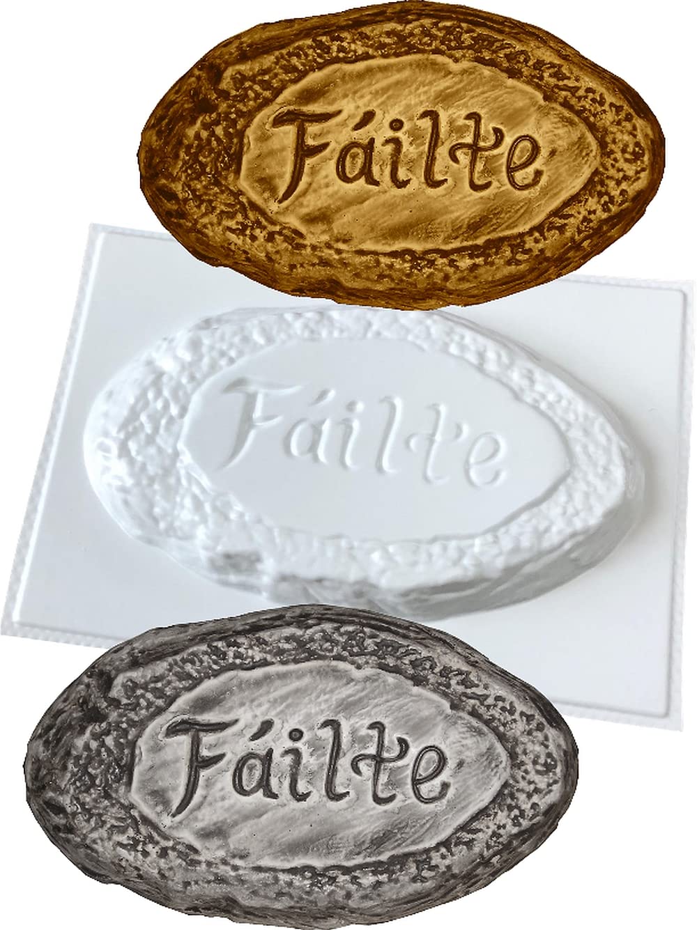dennycraftmoulds FAILTE Garden Stone Plaque Mould Reusable ABS Mold for Concrete or Plaster Irish Gaelic Language Welcome, transparent
