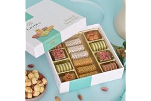 LAYLA'S DELICACIES Layla’s Delicacies Mediterranean Special Occasion Gift Box - Handmade Healthy Mixed Nutty Flavors Pastries - Halal, Vegetarian, Gluten Free - 14 Bite-Size Treats