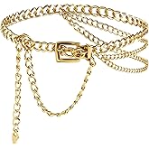Aeaocvo Chain Belts for Women, Adjustable Metal Waist Chain, Multilayer Belt Chains for Womens Girls Dresses Jeans Skirts