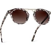 WearMe Pro - Women's Polarized, Round Retro, Double-Bridge Vintage Sunglasses