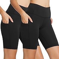 BALEAF Women's 8" / 5" High Waist Workout Yoga Running Compression Shorts Tummy Control Side Pockets
