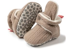 HsdsBebe Unisex Newborn Baby Cotton Booties Non-Slip Sole for Toddler Boys Girls Infant Winter Warm Fleece Cozy Socks Shoes