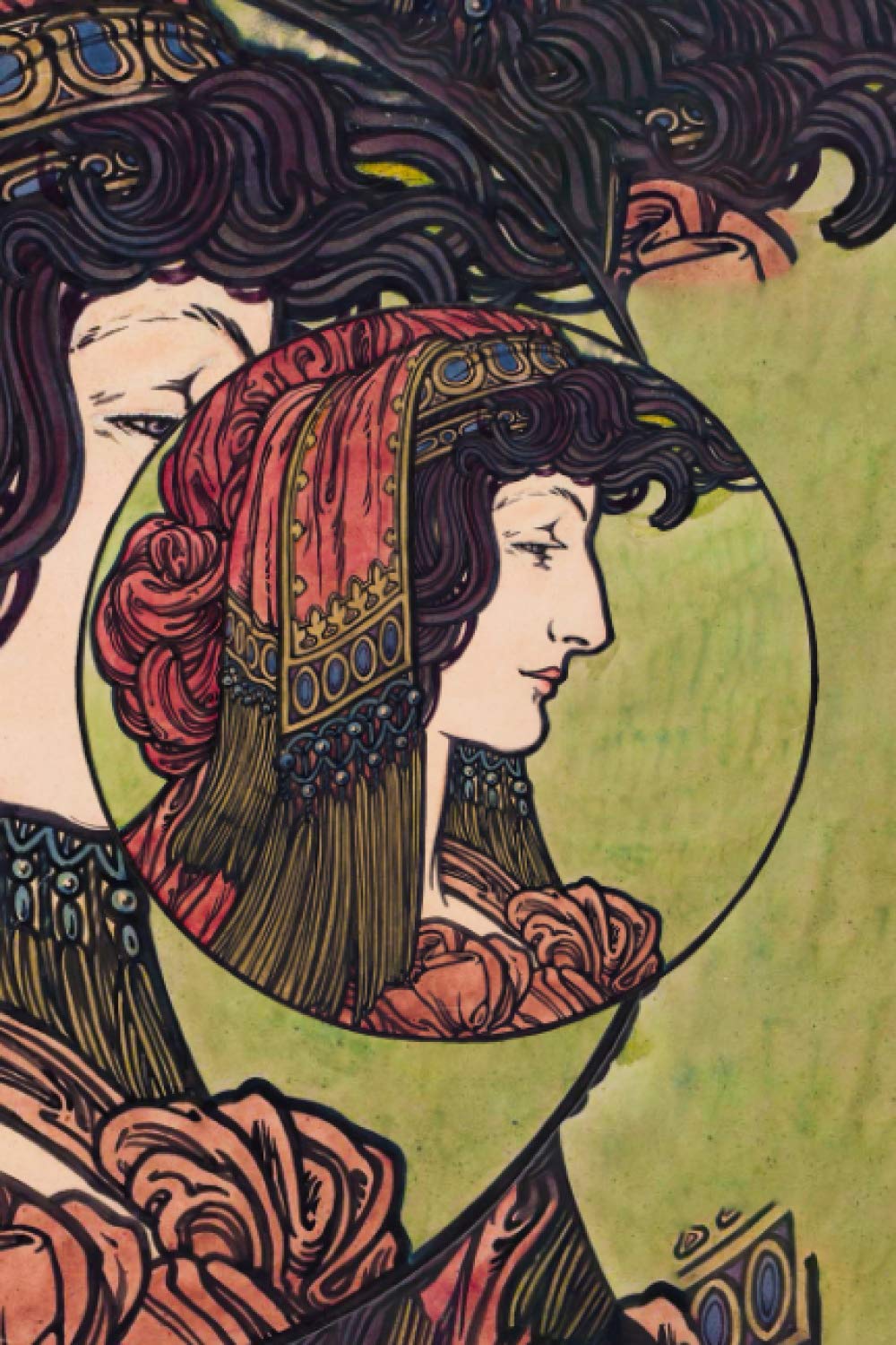 Alphonse Maria Mucha 6: Antique Remastered Journal For Lovers of Art Noveau, 120 Pages 6 x 9 inches Stained-Glass Lined Notebook
