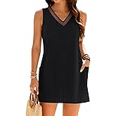 Blooming Jelly Womens Swimsuit Coverup Bathing Suit Eyelet Beach Dresses Mesh V Neck Sleeveless Cover Ups with Pockets