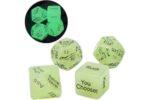 Generic Glow in the Dark Sex Dice for Couples, 4PCS Acrylic Hexahedron Dice Set, Adult Erotic Game