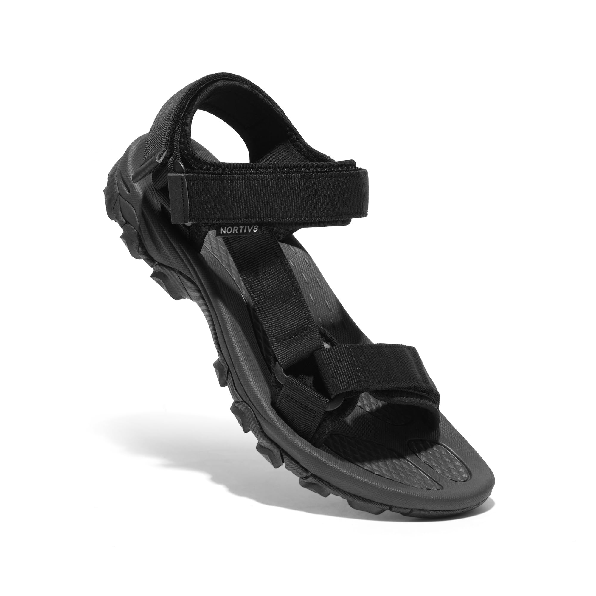 NORTIV 8 Herren Sommersandalen für Wandern Sport Outdoor Sandalen lässige Sommer Strandsandalen,Size 43,Alles Schwarz,LANGDO-2-E 5