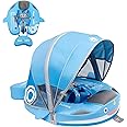 Luckclubtojoy Mambobaby Floats with Canopy &Tail, Non-Inflatable Baby Float for Pool Add Tail Avoid Flip Swim Trainer Baby Floats for Toddler Boys Girls(Narwhal-Blue)