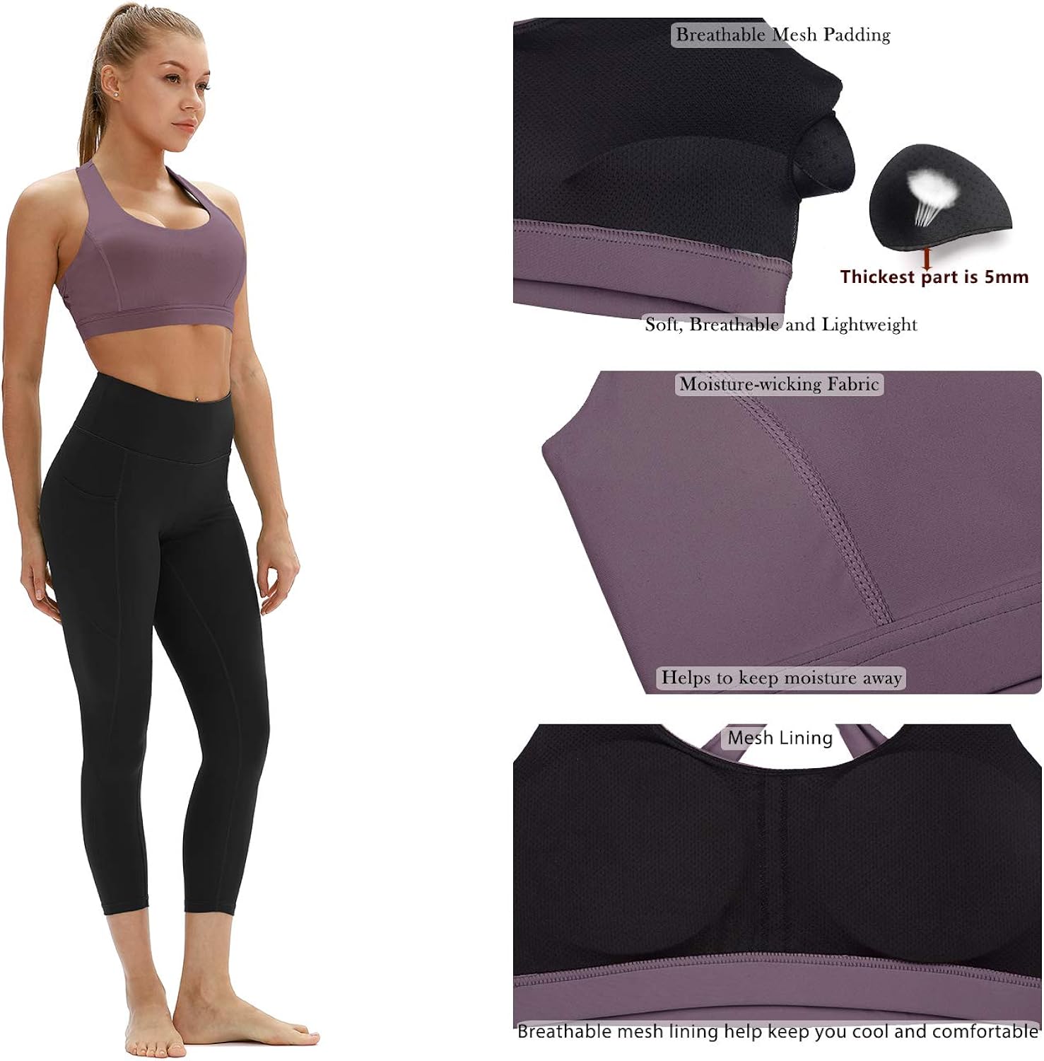 icyzone Workout Sports Bras for Women - Fitness Athletic Exercise Running Bra, Activewear Yoga Tops at  Women’s Clothing store