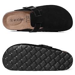 KIDMI Women's Genuine Suede Clogs Cork Footbed