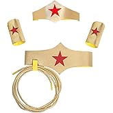 WUYLKZT Halloween Woman of Wonder Costume Accessories Cosplay Set: Gold Tiara, Belt, wrist bands, 3 Meters Lasso