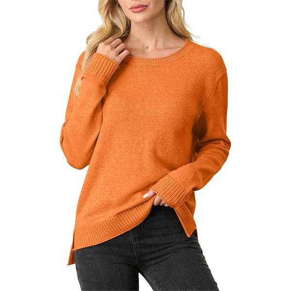 Suéter Básico De Punto Para Mujer | Cuello Redondo, Manga Larga | Tejido Suave De Viscosa Y Poliéster