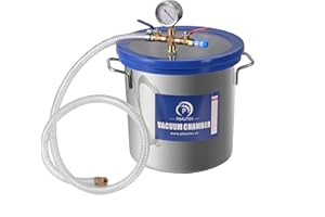 P PBAUTOS 3 Gallon Vacuum Chamber with Two Rubber Seals, Tempered Glass Lid Stainless Steel Degassing Chamber Perfect for Stabilizing Wood, Degassing Silicones, Epoxies and Essential Oils