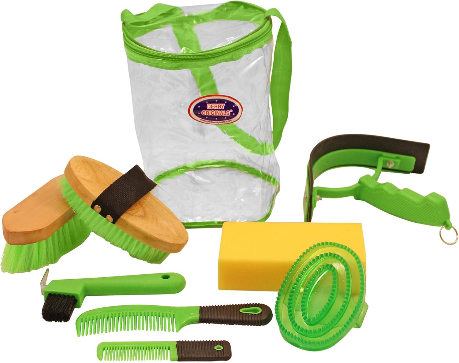 Derby Originals 917034LG 9 Items Deluxe Horse Grooming Kit, Lime Green