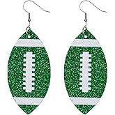 Football Dangle Earrings Glitter Faux Leather Football Drop Earring Sports Lover Teardrop Earrings for Women Jewelry