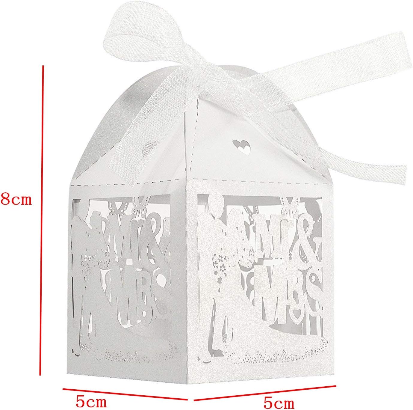 JZK 50x Groom bride Mr & Mrs wedding favours boxes hollowed-out pearly white paper wedding confetti rice sweets candy box small party gift boxes for anniversary engagement hen party prom - Image 5