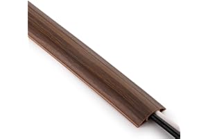 ZhiYo 3.6ft Cord Covers for Wires on Floor, Cord Hider Floor Hide Extension Cords, Soft PVC Cable Cover Cable Protector, Wire Cavity W0.62in H0.31in, Smoked Brown Wood