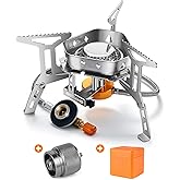 Odoland 3500W Windrpoof Camp Stove Camping Gas Stove with Fuel Canister Adapter, Piezo Ignition, Carry Case, Portable Collaps